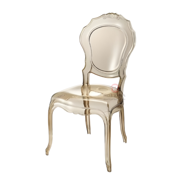 Modern amber party living room transparent crystal crown backrest resin chair