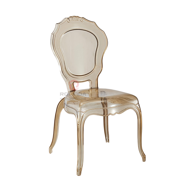 Modern amber party living room transparent crystal crown backrest resin chair