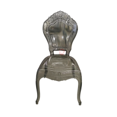 Smoke grey wedding party garden transparent crystal crown backrest resin chair