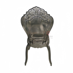 Smoke grey wedding party garden transparent crystal crown backrest resin chair