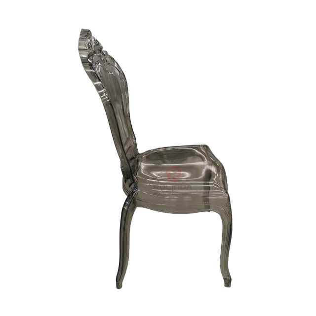 Smoke grey wedding party garden transparent crystal crown backrest resin chair