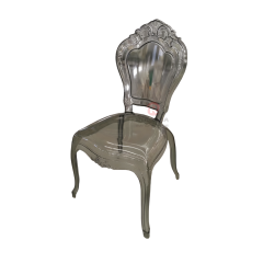 Smoke grey wedding party garden transparent crystal crown backrest resin chair
