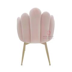 Pink velvet backrest cushion cafe makeup chair stainless steel leg finger chair