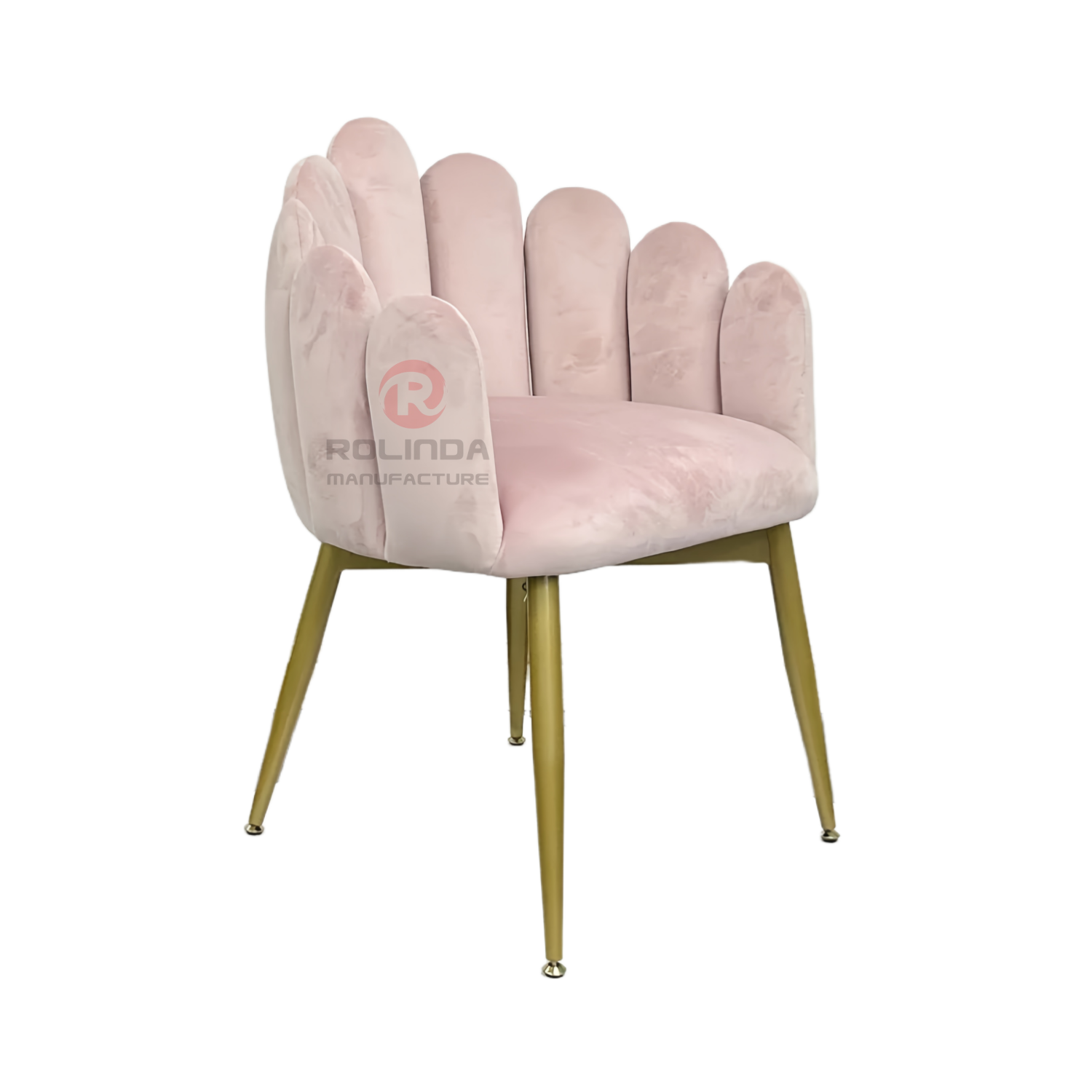 Pink velvet backrest cushion cafe makeup chair stainless steel leg finger chair