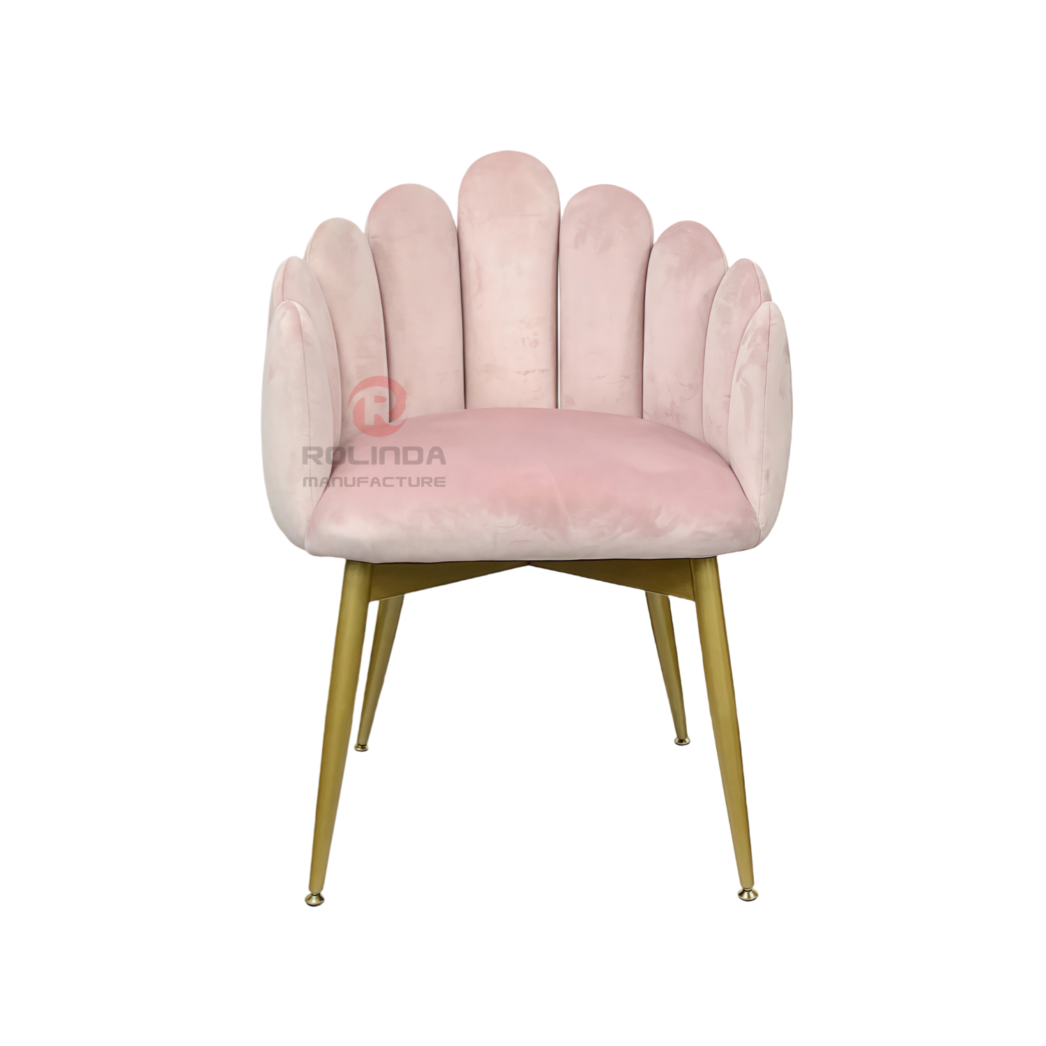 Pink velvet backrest cushion cafe makeup chair stainless steel leg finger chair