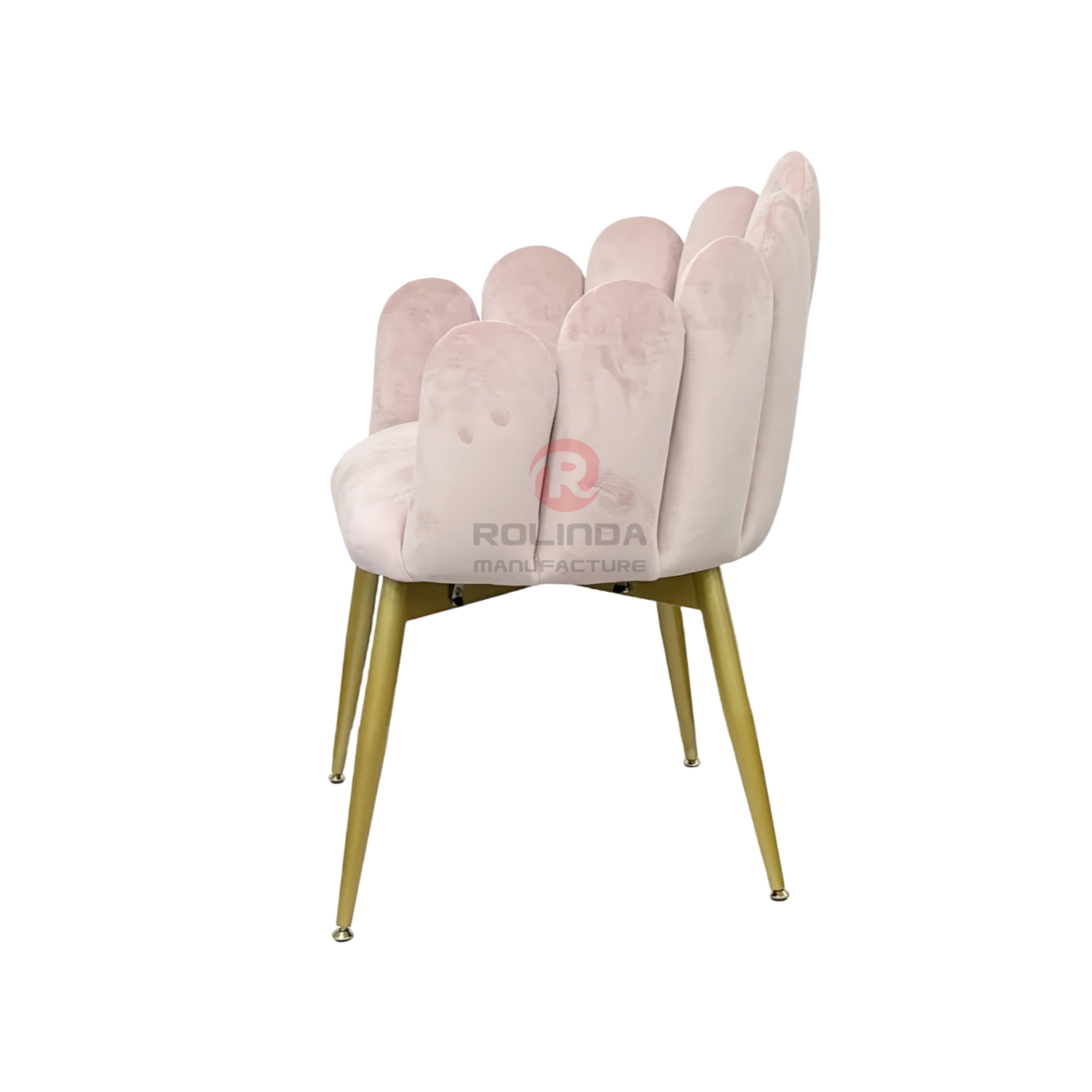 Pink velvet backrest cushion cafe makeup chair stainless steel leg finger chair