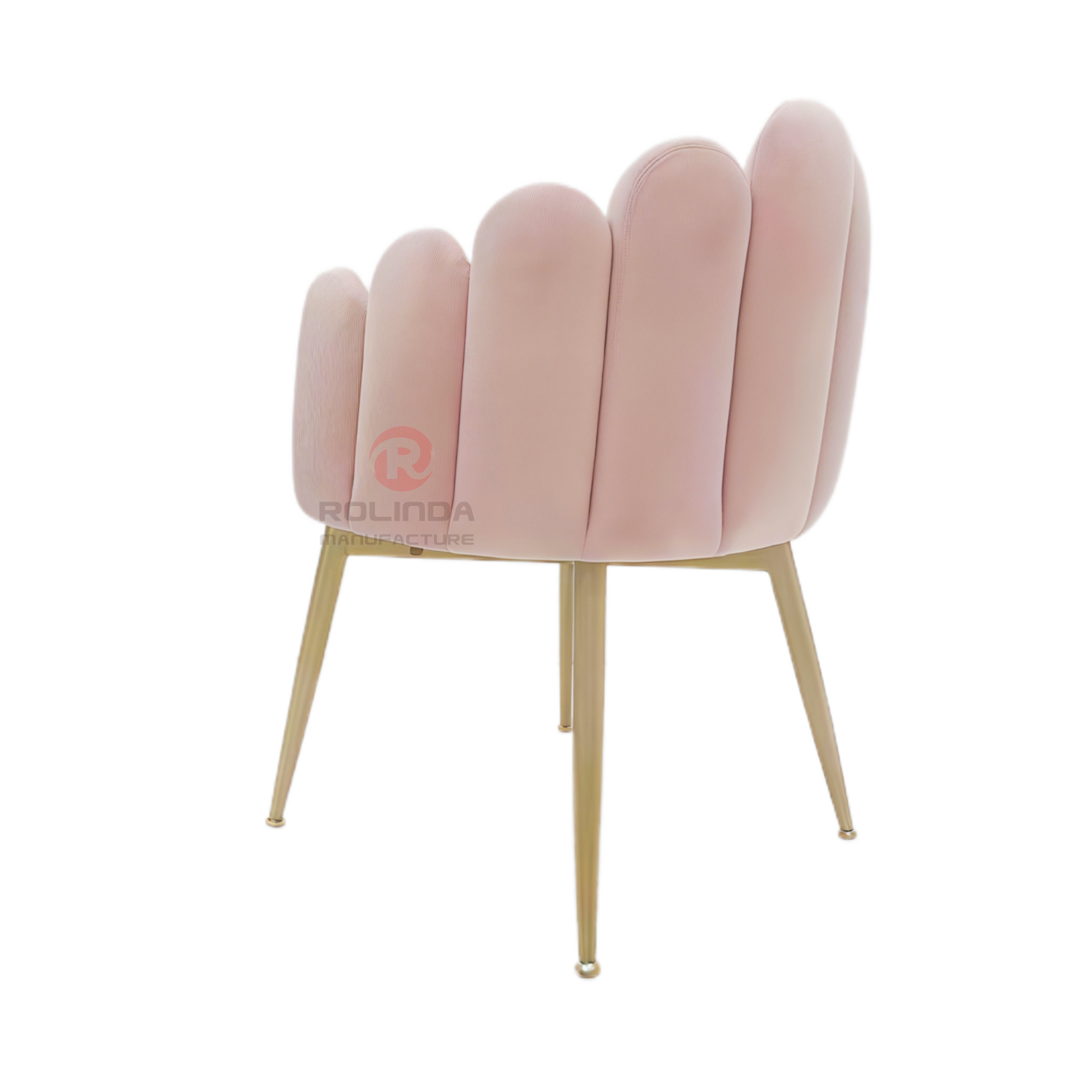 Pink velvet backrest cushion cafe makeup chair stainless steel leg finger chair