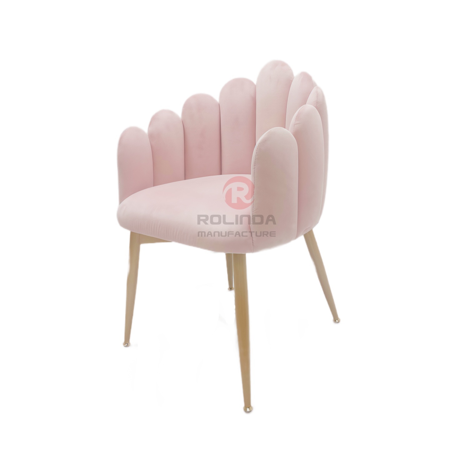 Pink velvet backrest cushion cafe makeup chair stainless steel leg finger chair