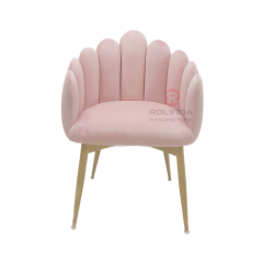 Pink velvet backrest cushion cafe makeup chair stainless steel leg finger chair