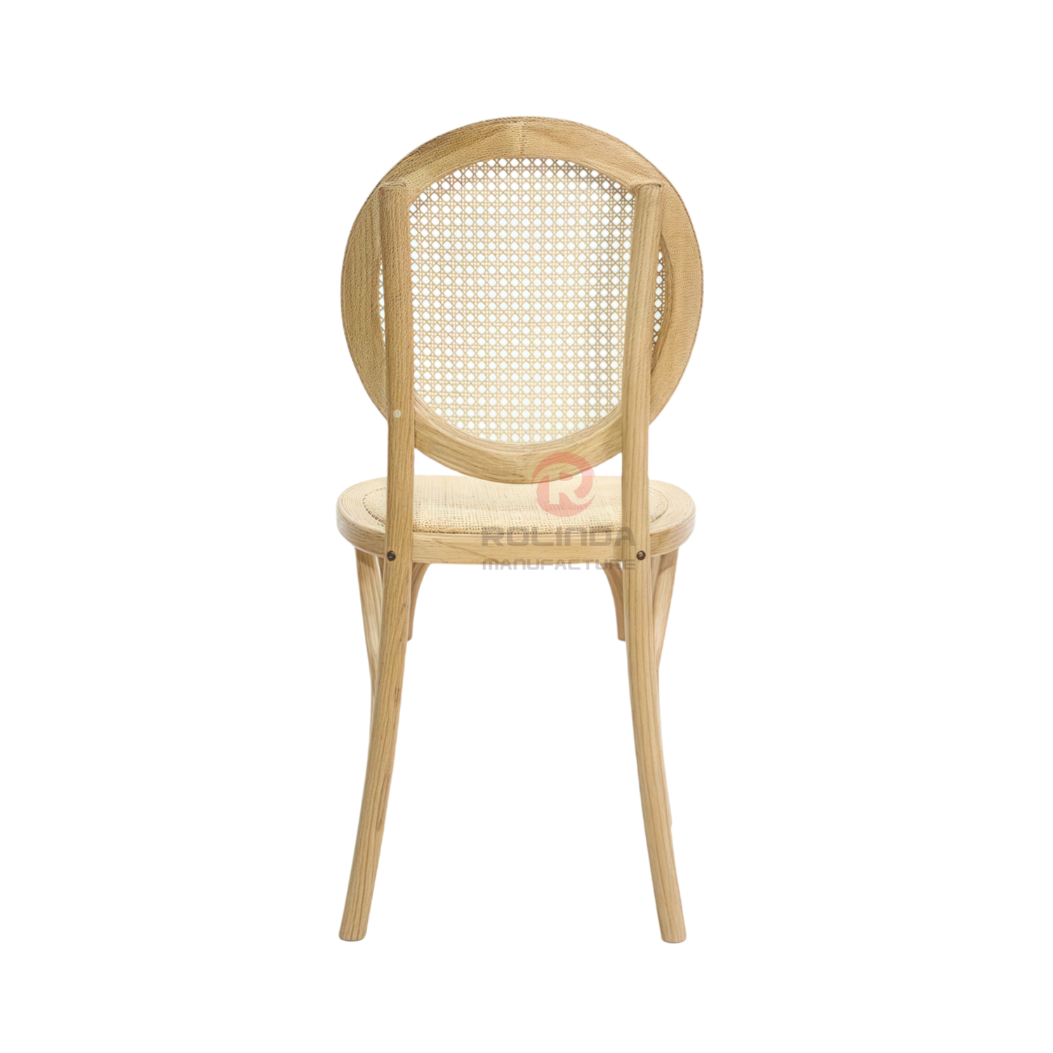 Natural wood color garden party rattan cushions round backrests solid wood chairs Bistro chairs