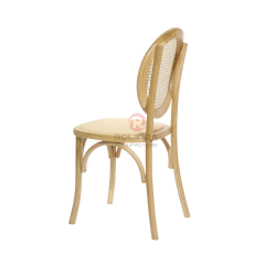 Natural wood color garden party rattan cushions round backrests solid wood chairs Bistro chairs