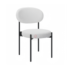 White dining room velvet cushion curved backrest stainless steel frame chair