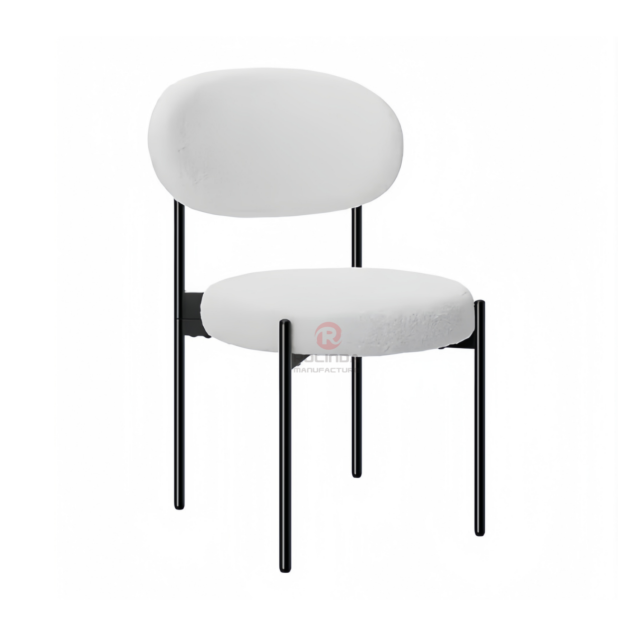 White dining room velvet cushion curved backrest stainless steel frame chair