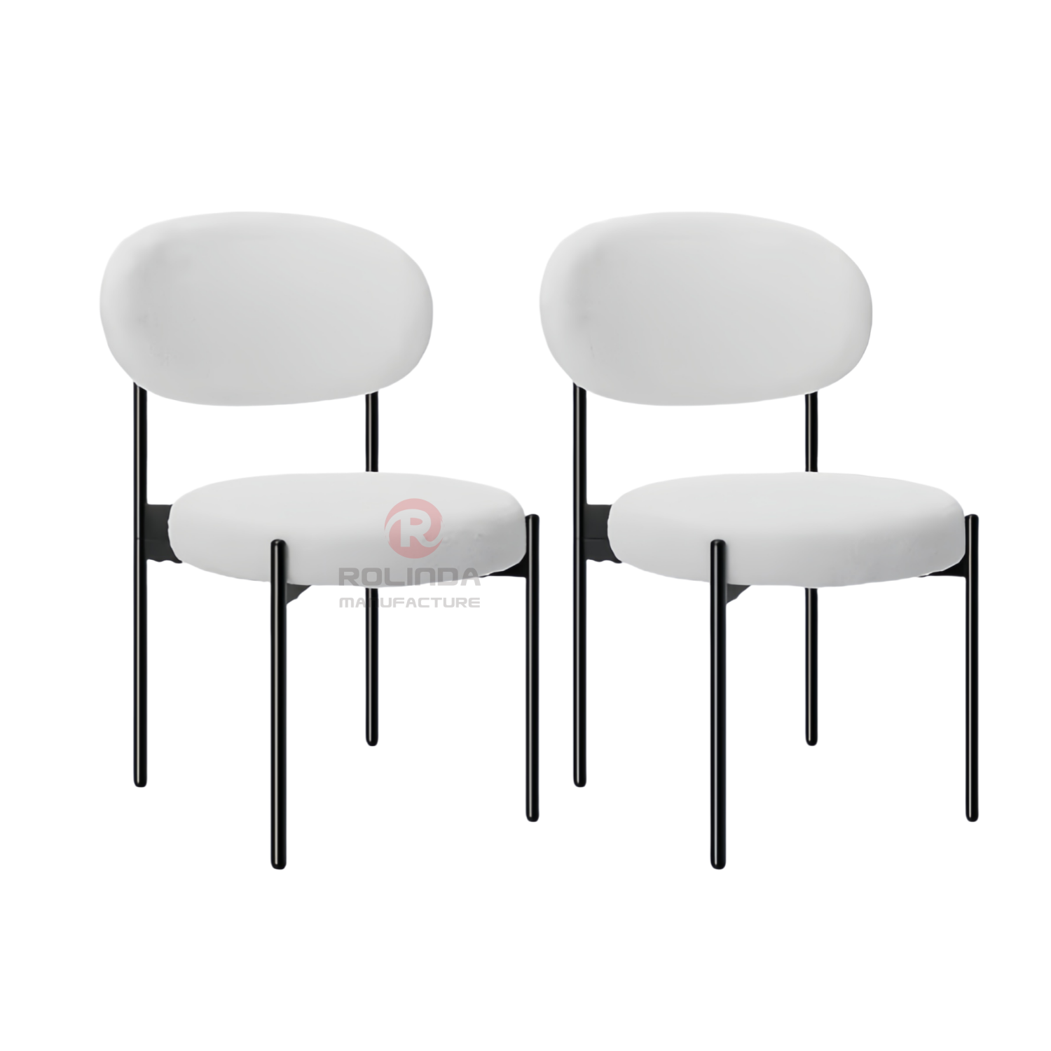 White dining room velvet cushion curved backrest stainless steel frame chair