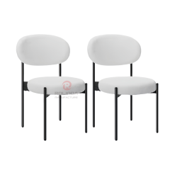White dining room velvet cushion curved backrest stainless steel frame chair