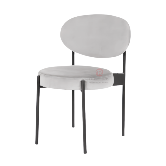 White dining room velvet cushion curved backrest stainless steel frame chair