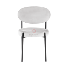 White dining room velvet cushion curved backrest stainless steel frame chair