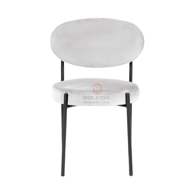 White dining room velvet cushion curved backrest stainless steel frame chair