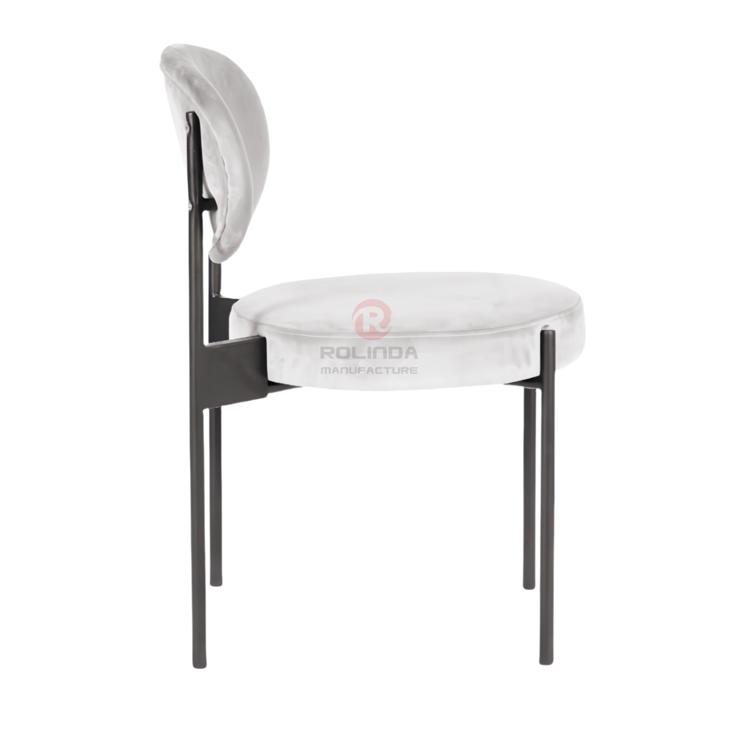 White dining room velvet cushion curved backrest stainless steel frame chair