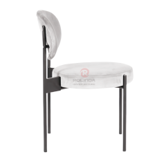 White dining room velvet cushion curved backrest stainless steel frame chair