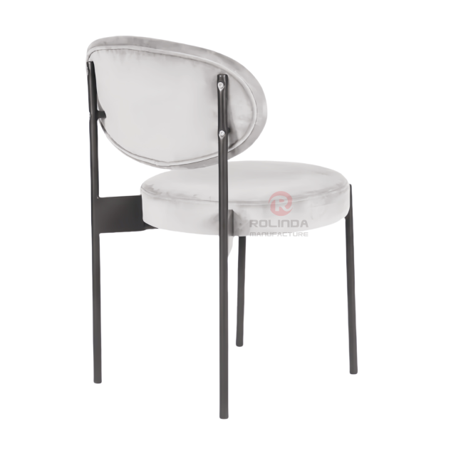 White dining room velvet cushion curved backrest stainless steel frame chair