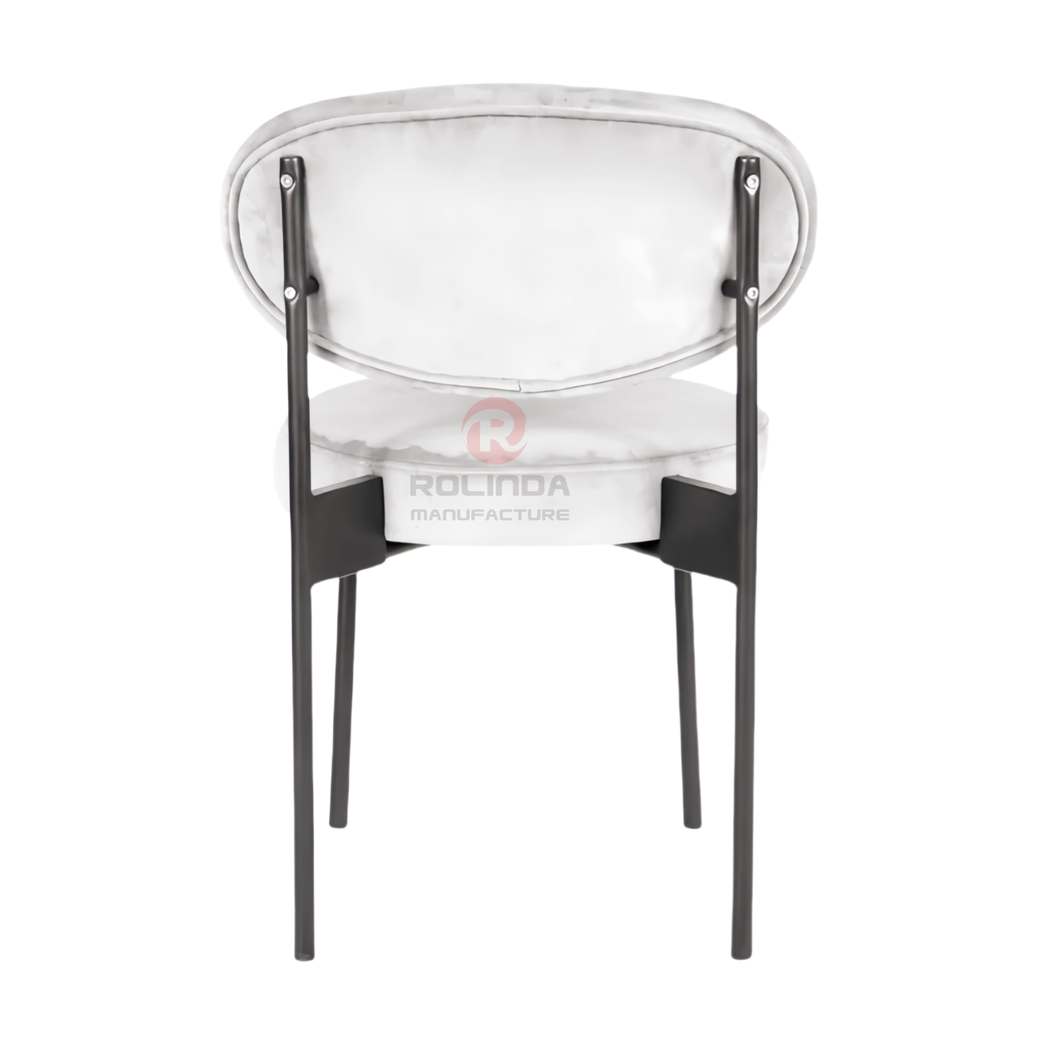White dining room velvet cushion curved backrest stainless steel frame chair