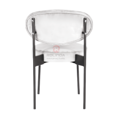 White dining room velvet cushion curved backrest stainless steel frame chair