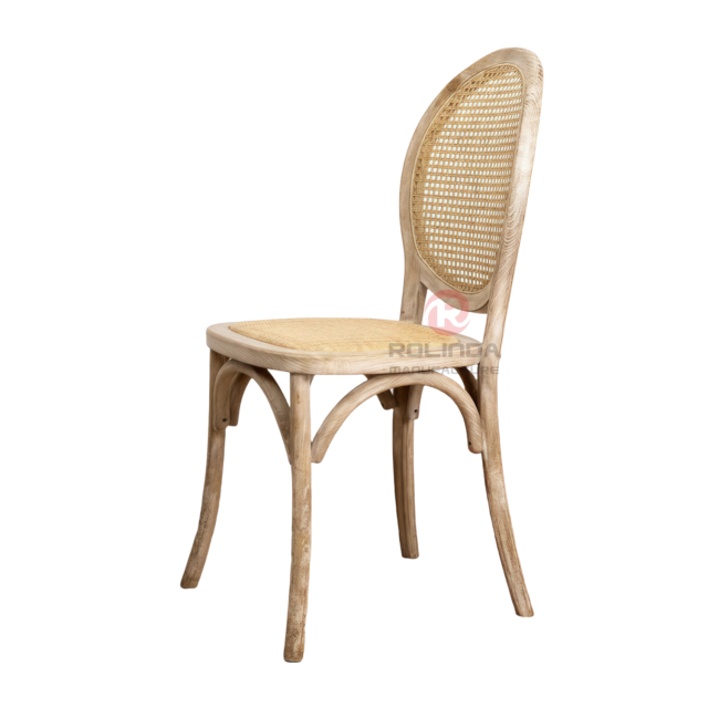 Light-colored garden wedding banquet rattan cushions backrests solid wood chairs Bistro chairs