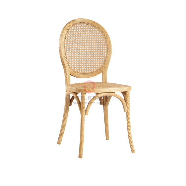 Light-colored garden wedding banquet rattan cushions backrests solid wood chairs Bistro chairs
