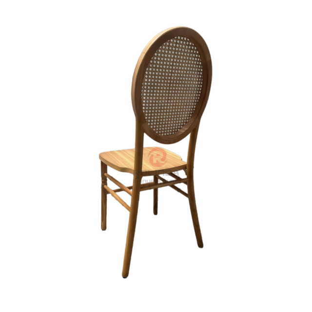 Wooden restaurant banquet garden oval wicker high backrest solid wood chair