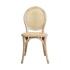 Light-colored garden wedding banquet rattan cushions backrests solid wood chairs Bistro chairs