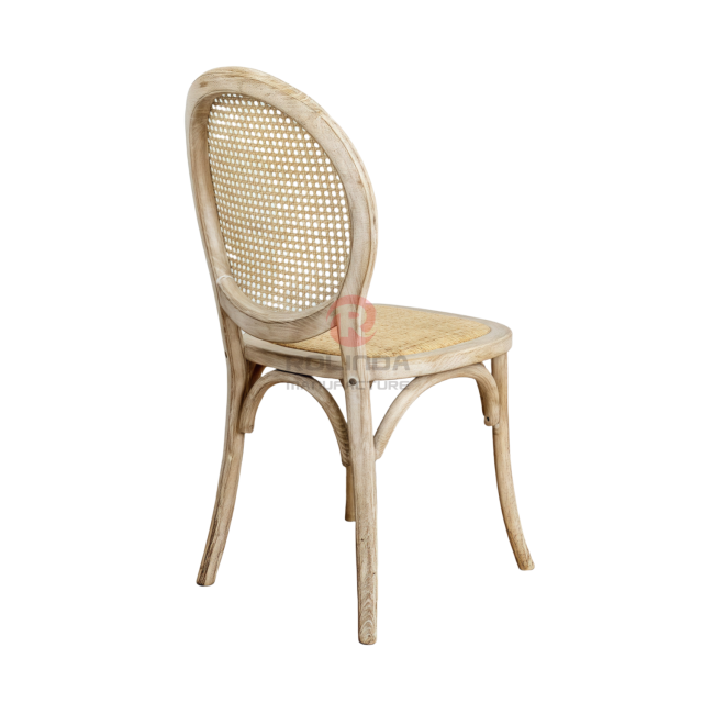 Light-colored garden wedding banquet rattan cushions backrests solid wood chairs Bistro chairs