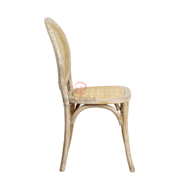 Light-colored garden wedding banquet rattan cushions backrests solid wood chairs Bistro chairs