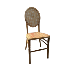 Wooden restaurant banquet garden oval wicker high backrest solid wood chair