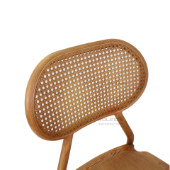 Dark wedding banquet PP wood-grain imitation oval woven backrest chair