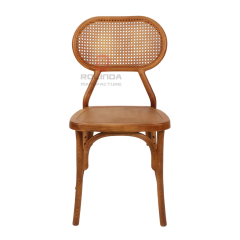 Dark wedding banquet PP wood-grain imitation oval woven backrest chair