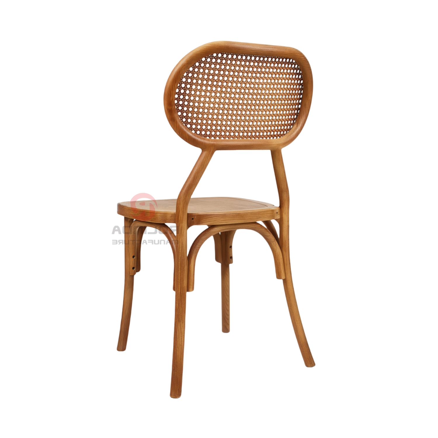 Dark wedding banquet PP wood-grain imitation oval woven backrest chair