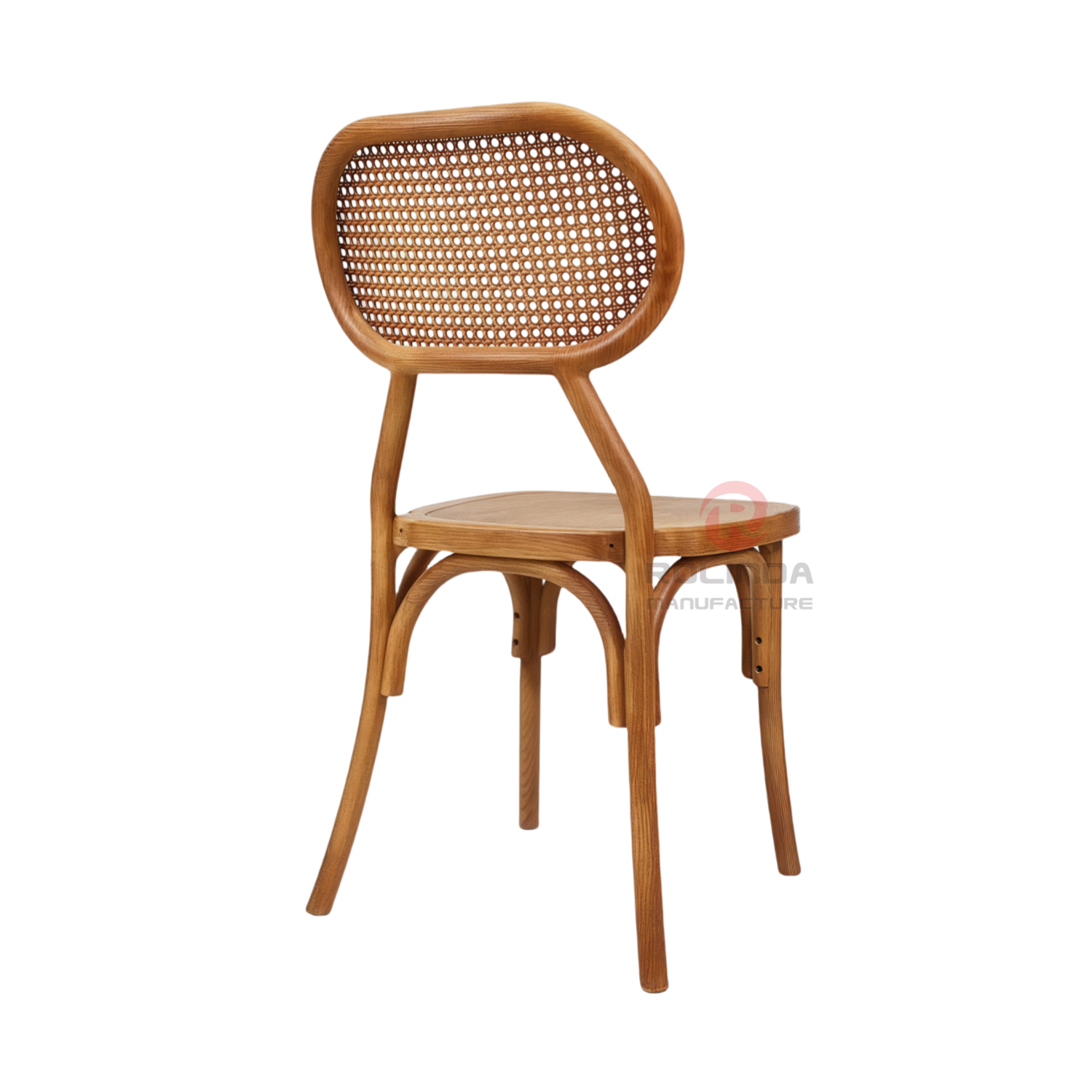 Dark wedding banquet PP wood-grain imitation oval woven backrest chair