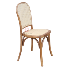 Modern wood-colored wedding party PP imitation wood grain woven backrest cushion chair