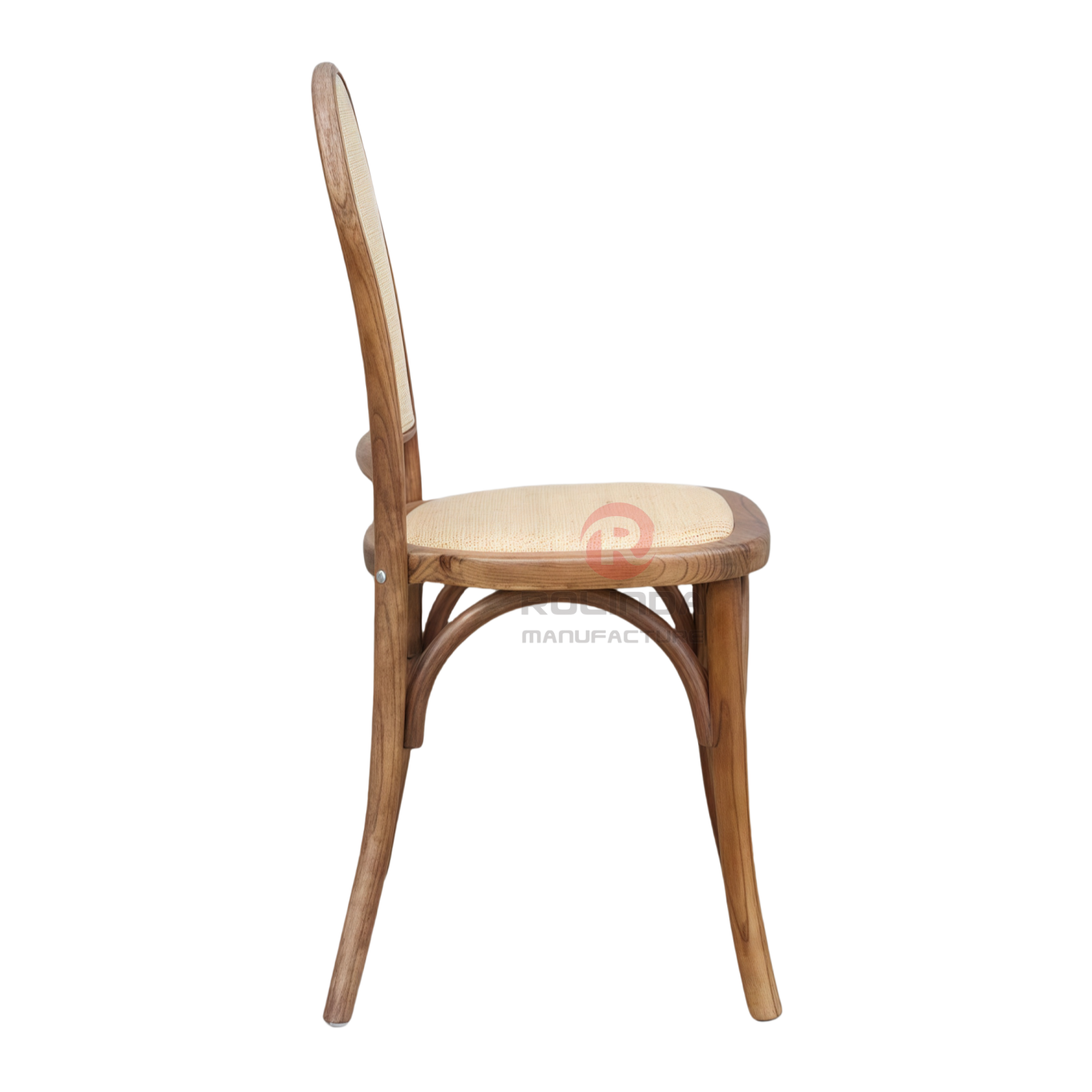 Modern wood-colored wedding party PP imitation wood grain woven backrest cushion chair