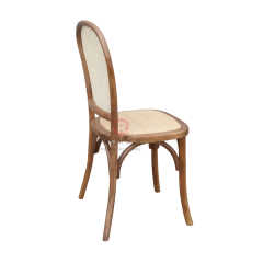 Modern wood-colored wedding party PP imitation wood grain woven backrest cushion chair