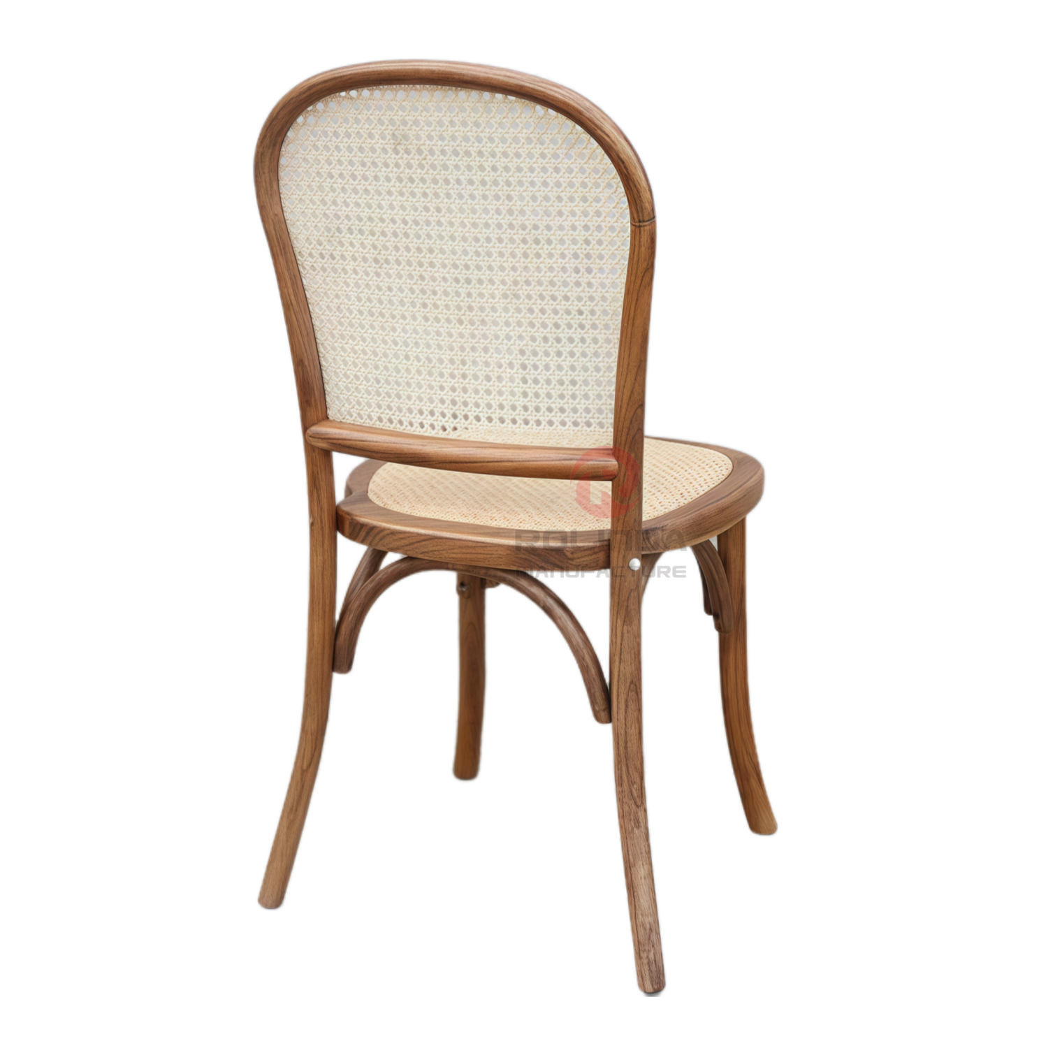 Modern wood-colored wedding party PP imitation wood grain woven backrest cushion chair