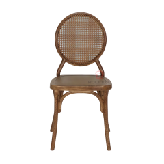 Dark garden wedding banquet wood-grain imitation PP round woven backrest chair