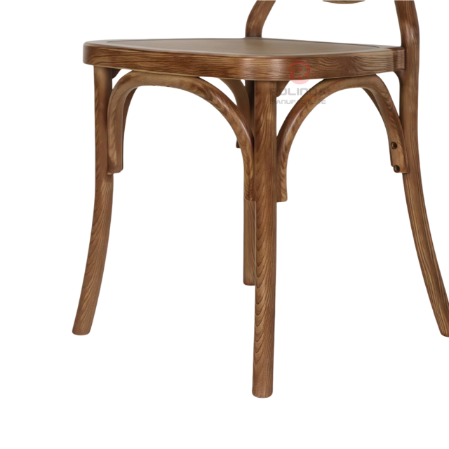 Dark garden wedding banquet wood-grain imitation PP round woven backrest chair