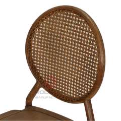 Dark garden wedding banquet wood-grain imitation PP round woven backrest chair