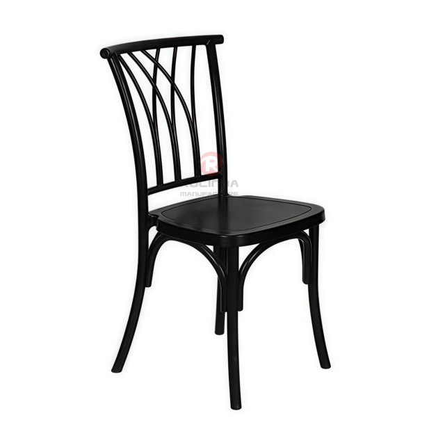 Black party wood-grain imitation PP multi-cross bistro cross back chair