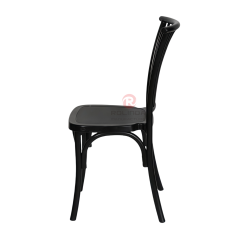 Black party wood-grain imitation PP multi-cross bistro cross back chair