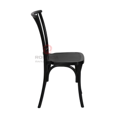 Black party wood-grain imitation PP multi-cross bistro cross back chair