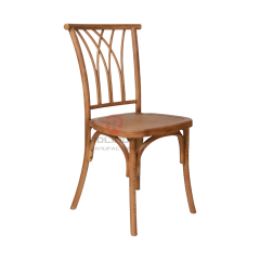 Natural wood color garden wood-grain imitation PP multi-cross bistro cross back chair