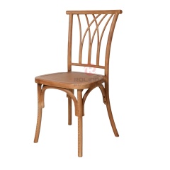 Natural wood color garden wood-grain imitation PP multi-cross bistro cross back chair